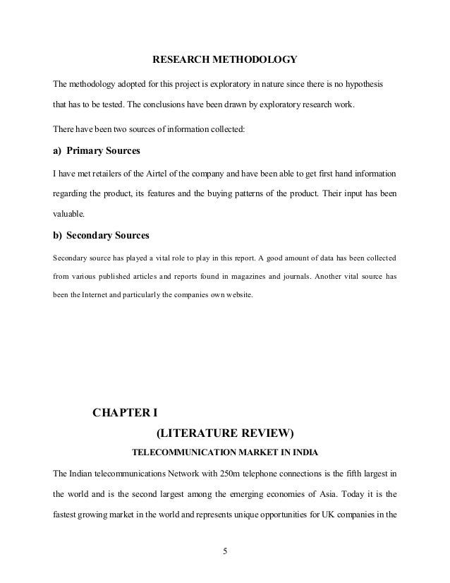 Methodology of internship report